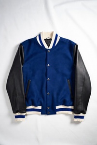 Private Label Custom Embroidered Wool Leather Varsity Jacket Dark Green Body Brown Sleeves Retro Letterman Style Unisex - Product Image 2