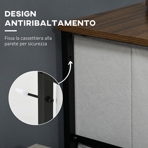 HOMCOM Cajonera 8 Cajones de Tela Extraíbles, Madera y Acero Estilo Industrial, 45x30x116cm - Product Image 5