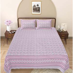 Pink Pearl Floral <b>Flat</b> Sheet Set with 2 <b>Pillow</b> Covers for Home Use (ADB1466) - Product Image 2