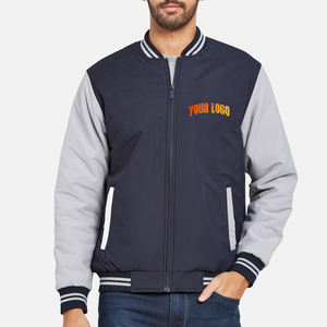 Haute qualité sur mesure hiver varsité veste fermeture à glissière Durable imperméable à capuche décontracté Baseball Letterman veste 100% - Product Image 4