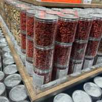 Récipient alimentaire transparent en PET de 85 mm |   Pot de rangement cylindrique en plastique |   Emballage pour le miel, les noix, le café, le thé et les confiseries
