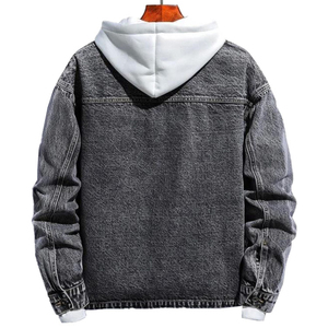 Hot Sale Denim Jeans Clothing Plus size <b>men</b> flap pocket drop shoulder oversized black denim <b>jacket</b> <b>mens</b> with your Brand Name - Product Image 4