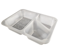 Conteneur alimentaire en PP à trois compartiments, compatible micro-ondes, modèle 54T004, épaisseur 5 mm, Divan Ambalaj pour servir les aliments