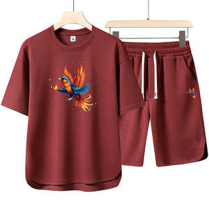 Ensemble de t-shirts et shorts d'été pour hommes surdimensionnés personnalisés ensembles courts imprimés pour hommes vêtements personnalisables deux pièces t-shirts et shorts vierges - Product Image 2