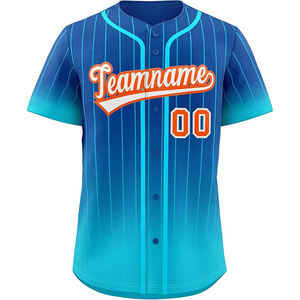 Maillot de baseball multicolore à fines rayures personnalisé Fournisseur de maillot de baseball boutonné par sublimation professionnelle du Pakistan - Product Image 1