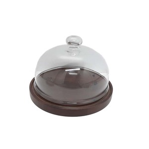 Design martelé élégant finitions naturelles forme ronde métal noir support de gâteau en bois présentoir de fête d'anniversaire de mariage - Product Image 6