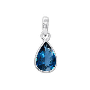 Buy Top Quality Handmade London Blue Topaz Pear Faceted Earring Pendant Set In <b>Solid</b> 925 Sterling <b>Silver</b> Jewelry For Wholesale - Product Image 5
