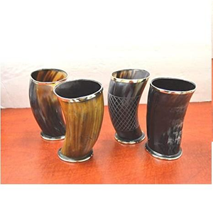 Verre à liqueur/vodka classique en corne écologique de qualité supérieure, fait à la main, avec logo personnalisé, bordure en laiton – Vente flash - Product Image 4