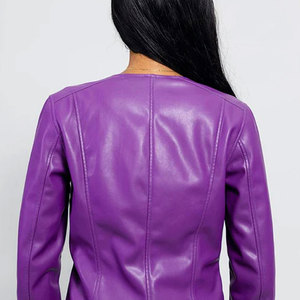 Stylish Zipper Closure Women Fashion <b>Genuine</b> <b>Leather</b> <b>Jacket</b> Breathable Windproof Knitted Woven Low Price Quick Dry - Product Image 4