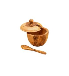 Ensemble de sucriers en bois de chêne rond fait main triangulaire - Product Image 3