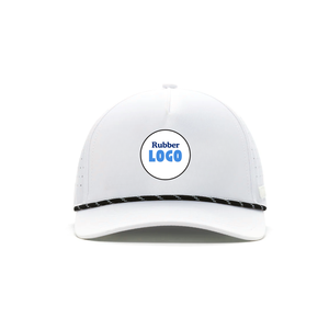OEM ODM Gorras de béisbol 5 Panel Laser Cut Hole Sport Hat Logotipo personalizado Silicona Goma Parche Hydro Impermeable Etiquetas tejidas Golf - Product Image 1
