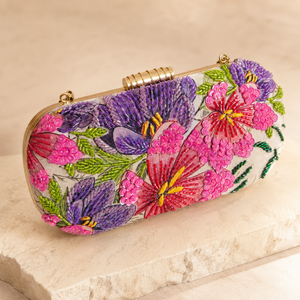 Pochette de Soirée Mini de Luxe Florale Perlée, Sac à Main Brodé de Paillettes avec Chaîne, Sac de Fête Doublure Satinée pour Femme - Product Image 1