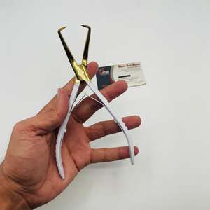 Alicates de Instalación de Microperlas de Oro Blanco de 7 Pulgadas, Acero Inoxidable de Grado Quirúrgico, Profesional, Personalizable, para Extensiones de Cabello - Product Image 2