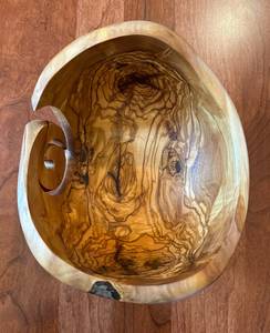 Bol à laine en bois d'olivier magnifique, sculpté à la main au Colorado, 3 pouces, 4,25 pouces x 6,75 pouces, antique, fait à la main, en bois de hêtre de qualité supérieure, pour le rangement du fil - Product Image 4