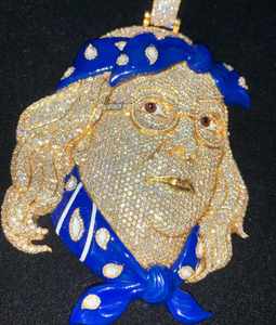 Pendentif en or jaune 18 carats plaqué or pour homme, avec moissanite ronde de 3 carats, design classique de hibou, cadeau - Product Image 2