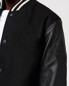 OEM/ODM 100% algodón lana cuerpo pesado Varsity chaqueta con manga de cuero ropa de invierno Crop Top College Varsity chaqueta para hombre - Product Image 3