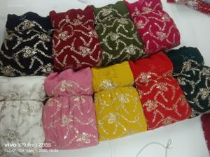 New Updated Zari with Sequence Heavy Chiffon Georgette Fabric for Women Dresses Available in Stock - Product Image 3