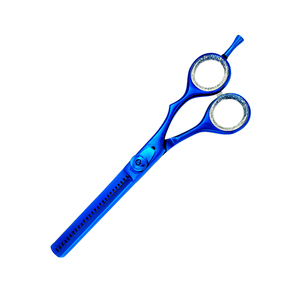 Tijeras de pelo de Color azul, tijeras de adelgazamiento de 5,75 pulgadas, tijeras de adelgazamiento de peluquero de acero inoxidable alemán con anillo de goma elegante - Product Image 3