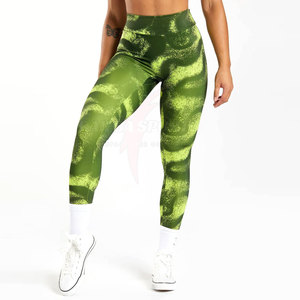 Legging de sport décontracté pour femme, taille haute, respirant, sans couture, en tissu tricoté Spandex/Polyester, personnalisable, haute qualité - Product Image 1