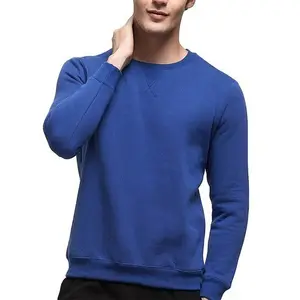 Groothandel 2023 Nieuwe Unisex Fleece Ronde Hals Sweatshirts Lange Mouwen Heren Blauwe Kleur Trui Heren Sweatshirts Zonder Capuchon