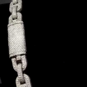 Moissanite Cuban Link Chain Rhodium Plated Wedding & Anniversary Gift <b>for</b> <b>Men's</b> 15mm Cut Iced Fine Jewelry 925 Sterling Silver - Product Image 3