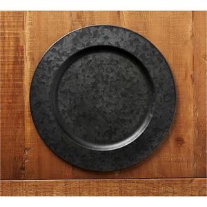 Assiette de service en acier galvanisé argenté antique 13 pouces, style ferme, assiette de présentation en métal pour mariage industriel et fête de luxe - Product Image 6
