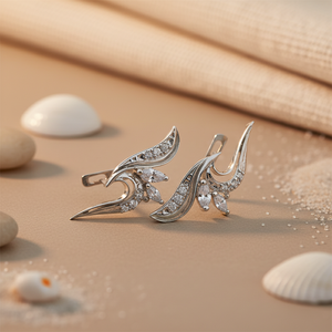 ต่างหูคริสตัลประดับเพชรคิวบิกเซอร์โคเนียเงินแท้ 925 สำหรับผู้หญิง - Product Image 3