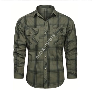 Custom Classic Checkered <b>Men's</b> <b>Flannel</b> Plaid <b>Shirt</b> Casual Button up Long sleeved <b>Shirts</b> 2 Chest Pockets Adjustable Cuff - Product Image 1
