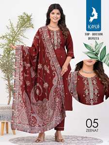 Nouvelle élégance s'habillant belle robe vente chaude soie romaine Kurti Pnt & Dupatta avec broderie travail indien exportateur à vendre - Product Image 2