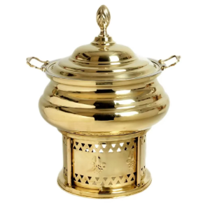 Cazuela de acero hecha de nácar con tapa, olla caliente para mesa de forma redonda, calentador de alimentos, cazuela aislada - Product Image 3