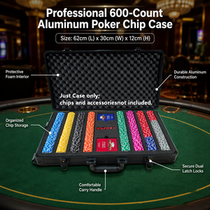 Estuche Profesional Personalizado con Logotipo, Sin Pedido Mínimo, de Aluminio Negro de 600CT, 62x30x12cm, Grande, Vacío, para Fichas de Póker, para Noches de <span class=keywords><strong>Casino</strong></span> - Product Image 2