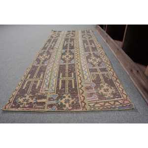 พรมปูพื้นสีเบจสีน้ำตาลแบบดั้งเดิม2.2 x 5.2ft วินเทจสไตล์ตุรกีขนเฟอร์ขนกระต่ายปลอมทรงสี่เหลี่ยมผืนผ้าดีไซน์โถงทางเดินสำหรับ - Product Image 2