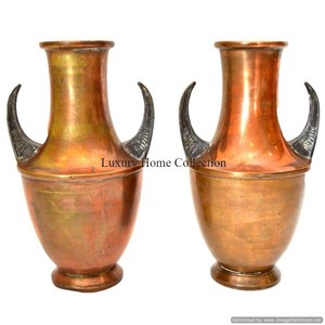 Juego de 2 personalizado Suze Venta al por mayor Cobre Antiguo Alto Cuerno único Diseñador Cenizas Almacenamiento Cremación Urnas y tarros - Product Image 1