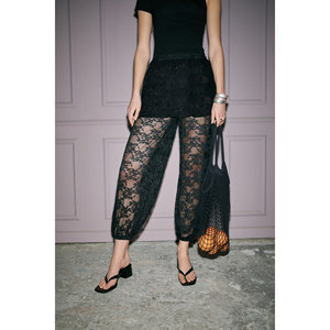 GRIMELANGE PETKRO Women's Stretch Fabric <b>Skirted</b> Lace Trousers - Product Image 2