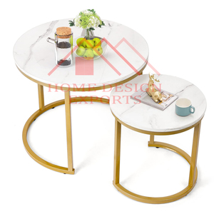 Ensemble de 2 table gigogne en métal avec dessus en verre meubles de salon modernes en métal faits à la main - Product Image 6