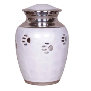 Urnas para mascotas de cremación de latón clásico superior con diseño de huellas de pata y acabado de Color azul Venta caliente urnas de metal para mascotas - Product Image 6