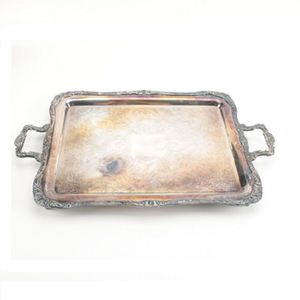 Durable Metal Round Serving <b>Tray</b> for Food and <b>Drinks</b> Perfect Tableware for Homes Restaurants Weddings and Gifts - Product Image 1