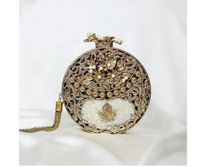 Pochette de luxe en nacre de haute qualité dernière conception avec motif de pierre pour les mariages en laiton strass prix bon marché - Product Image 4