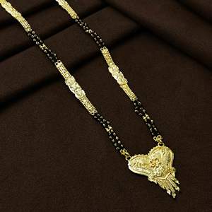 Mangalsutra LARGO DE BODA indio de oro de 24 quilates al por mayor, Mangalsutra largo de uso diario con acabado dorado, Mangalsutra largo para mujeres casadas - Product Image 2