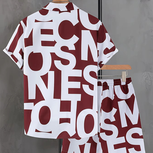 Conjunto de verano para hombre, conjunto informal de dos piezas ligero, conjunto de playa para hombre y conjunto de verano rojo y blanco transpirable para hombre - Product Image 2