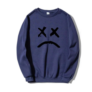 Sweat-shirt blanc à col rond pour homme avec imprimé numérique X Eyes et visage bouclé, coupe classique, pull décontracté, streetwear d'hiver - Product Image 4