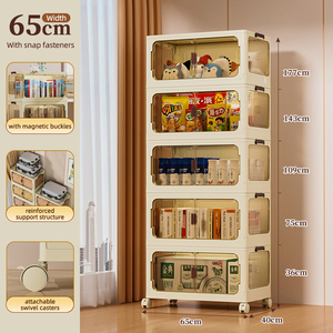 Mới Đến Đa Cấp Dày Gấp Quần Áo Đồ Ăn Nhẹ Tủ Lưu Trữ Đa Năng Đồ Lặt Vặt Di Chuyển Lưu Trữ Kệ Với Bánh Xe - Product Image 6