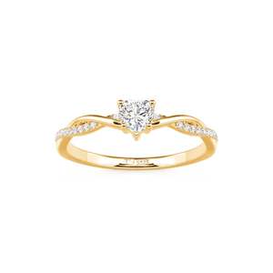 แหวน Jeulia Minimalist Twist Gold Pav Heart Promise ดีไซน์รูปหัวใจประดับทองคำ พร้อมดีเทลรูปตัววี สำหรับวันครบรอบ - Product Image 3