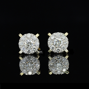 Boucles d'oreilles rondes en diamant Moissanite de taille brillante à la mode en argent sterling 925 pour les mariages et les cadeaux - Product Image 1