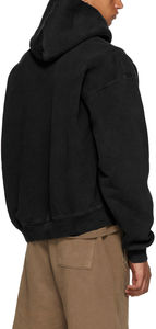Sweats à capuche pour hommes en coton épais et sans ficelle Boxy personnalisé épaule tombante vintage noir personnalisé lavage à la pierre acide unisexe - Product Image 5