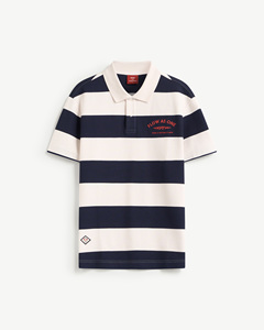 เสื้อถักแขนสั้นลายแถบสำหรับผู้ชายพิมพ์พอดีระบายอากาศได้ดีใช้ประจำเวียดนาม - Product Image 3