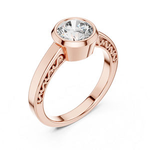 Anillo de Compromiso con Diamante Redondo Cultivado en Laboratorio, Oro Rosa de 14K |   Anillo de Uso Diario |   Diamante Cultivado Nuevo - Product Image 4