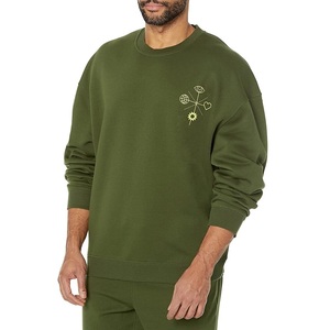 Nouveau design hommes grande taille sweat à manches longues cou épaule pente couleur unie 100% imperméable coton confortable - Product Image 5