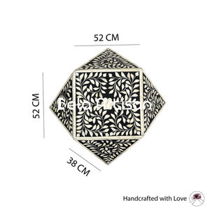 Taburete de Resina de Lujo Hecho a Mano con Incrustaciones, Mesa Auxiliar de Madera de Diseño Moderno con Incrustaciones de Nácar para Decoración de Almacenes - Product Image 2