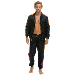 Ensemble de survêtement coupe-vent élégant pour homme, streetwear, uni, imperméable, coupe-vent, ensemble athlétique, veste zippée intégrale, pantalon élastique pour la salle de sport - Product Image 6